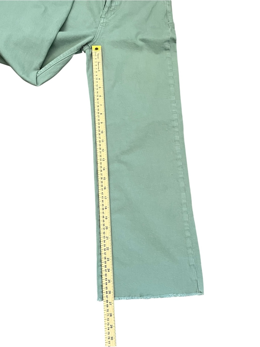 Joe's Jeans High Rise Thyme Green Wide Leg Raw Hem Cropped Pants Sz 26 - Picture 8 of 9